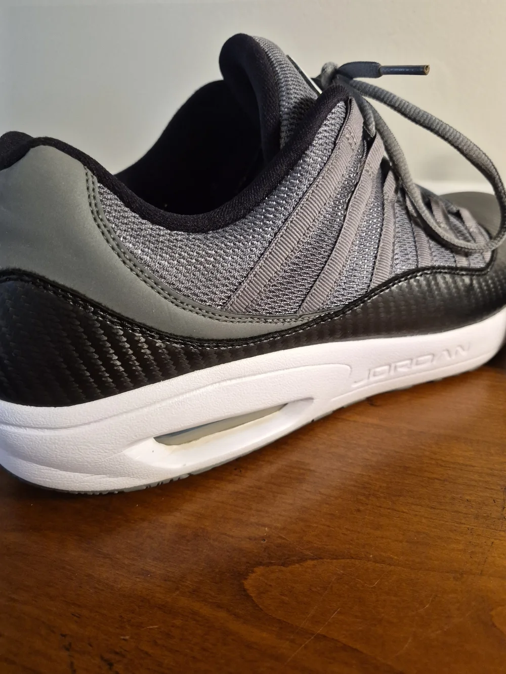 Nike Men's Air 11  Gray and Black Athletic Sneakers with Blue Logo Size 11